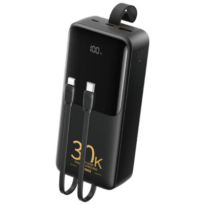 پاوربانک 22.5 وات ریمکس مدل RPP-440 ظرفیت 30000 میلی آمپر ساعت به همراه کابل USB-C و لایتنینگ